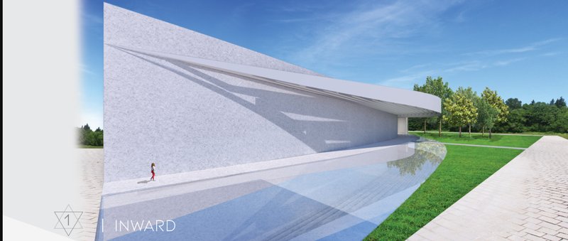 A serene exterior path led by feminine energy and fluid geometry, initiating the spiritual inward journey.