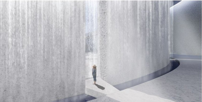 Light filters through the falling water, offering renewal and energetic clarity along the ritual path.