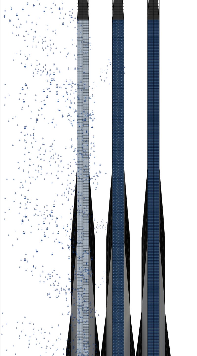 A drone-dispatching skin enables the building to assemble, deliver, and adapt on command.