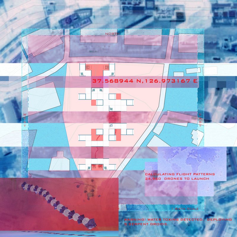 The architecture integrates drone logistics, environmental monitoring, and dynamic deployment protocols.