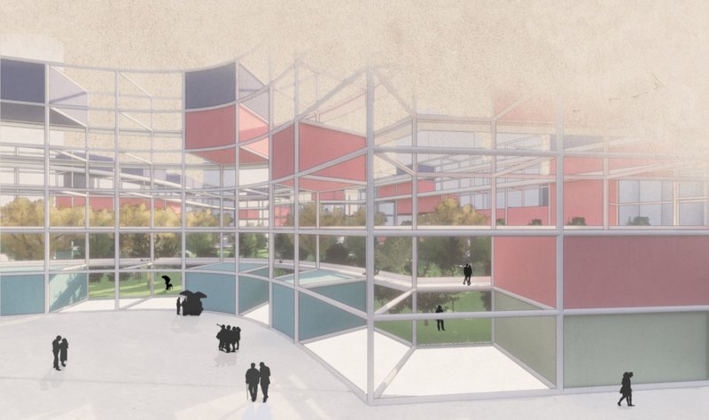 A transparent, open-core design creates an adaptable commons for interaction, relaxation, and engagement with greenery.