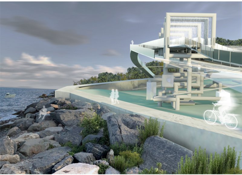 A sculptural water tower redefines purification as a public and visual experience.