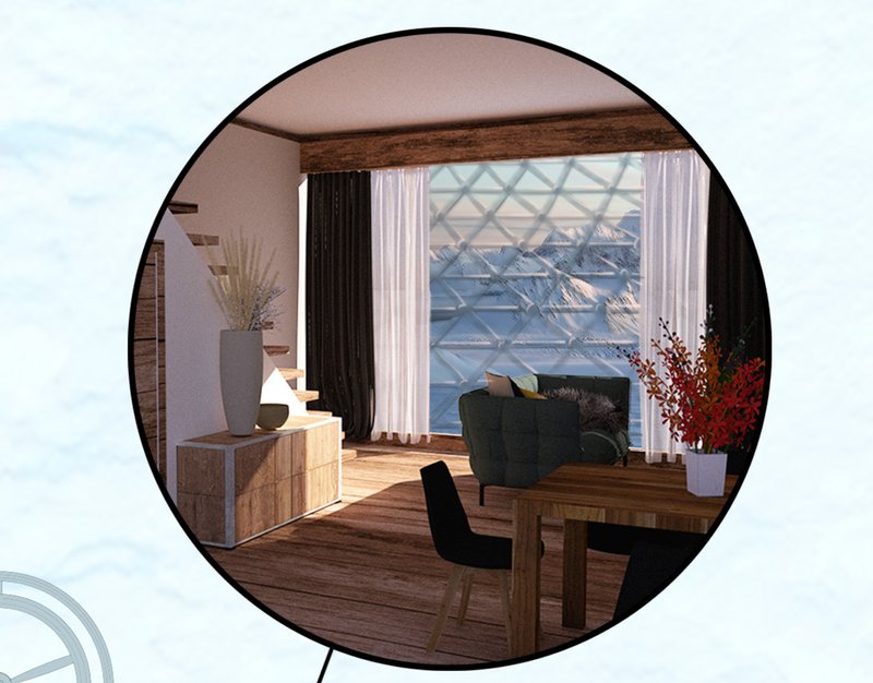 Warm, wood-finished interiors with expansive polar views.