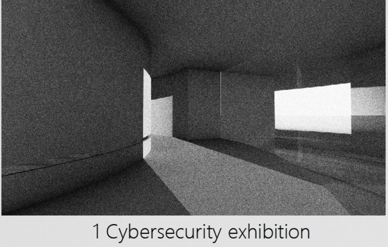 A minimal, light-filled space designed to host digital security exhibits accessible to both inmates and the public.