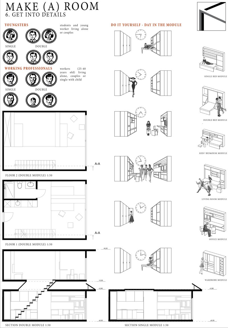Adaptable interiors designed for diverse lifestyles—from singles to families—with day-to-night transformation modules.
