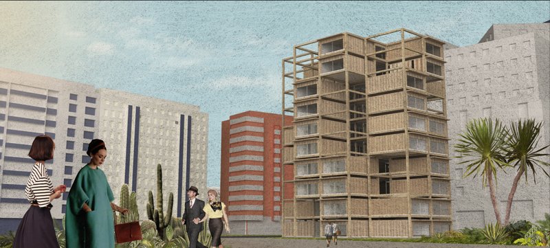 A timber-framed, modular housing prototype designed for flexibility, sustainability, and urban integration.