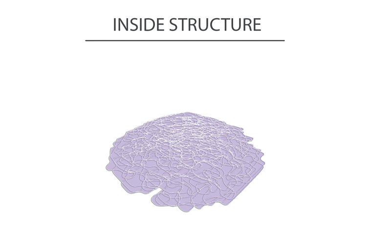 A porous, wool-inspired structural core supporting thermal insulation and connectivity between residential units and public nodes.