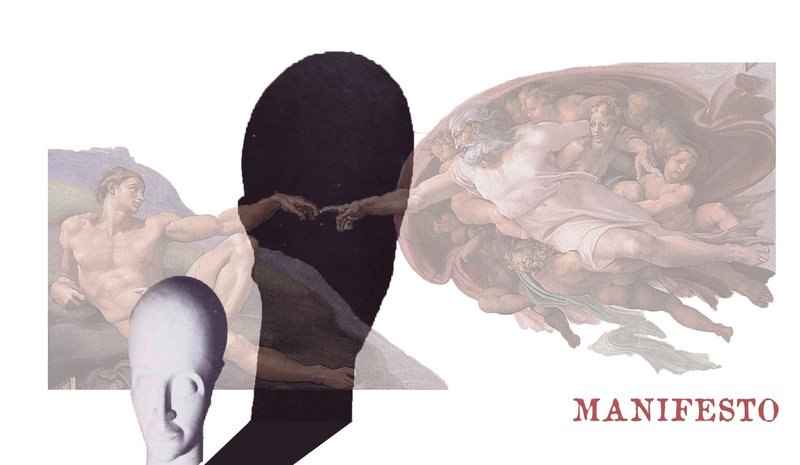 Visual narrative of creation, consciousness, and education as a spiritual manifesto.