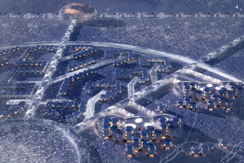 Regional masterplan showing modular expansion zones connected to central infrastructure.