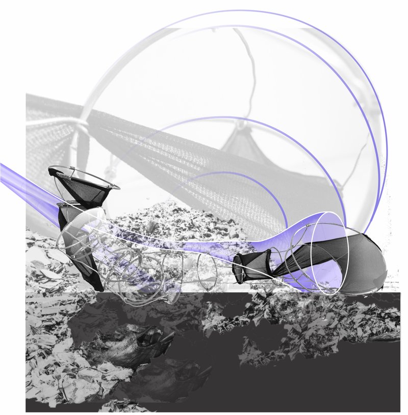 Architectural evolution showcasing membrane structures designed to process and repurpose landfill waste.