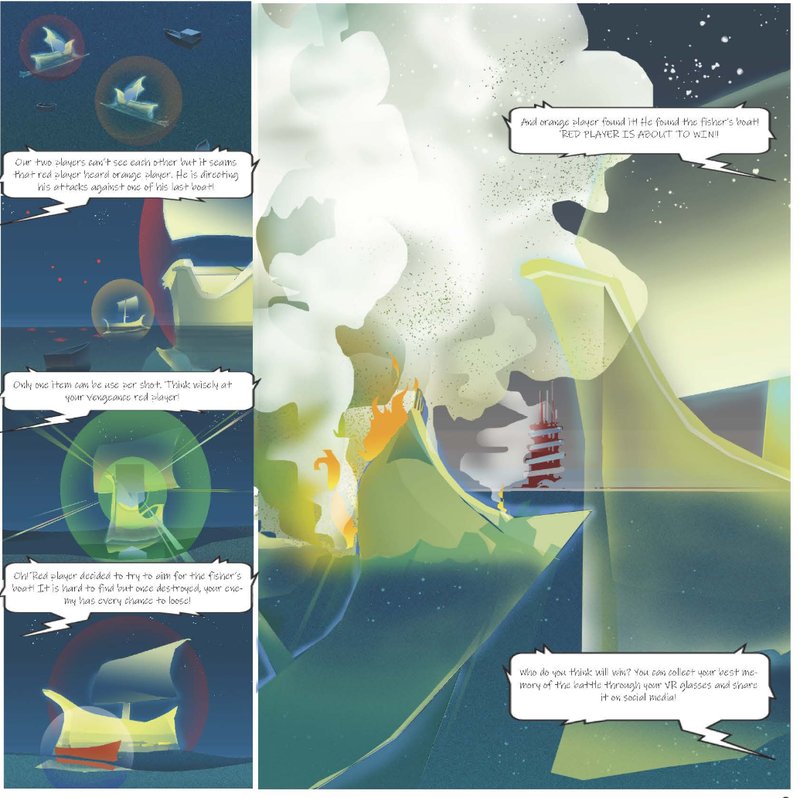 A high-stakes virtual finale: players duel in holographic ships, while history, myth, and digital design collide.