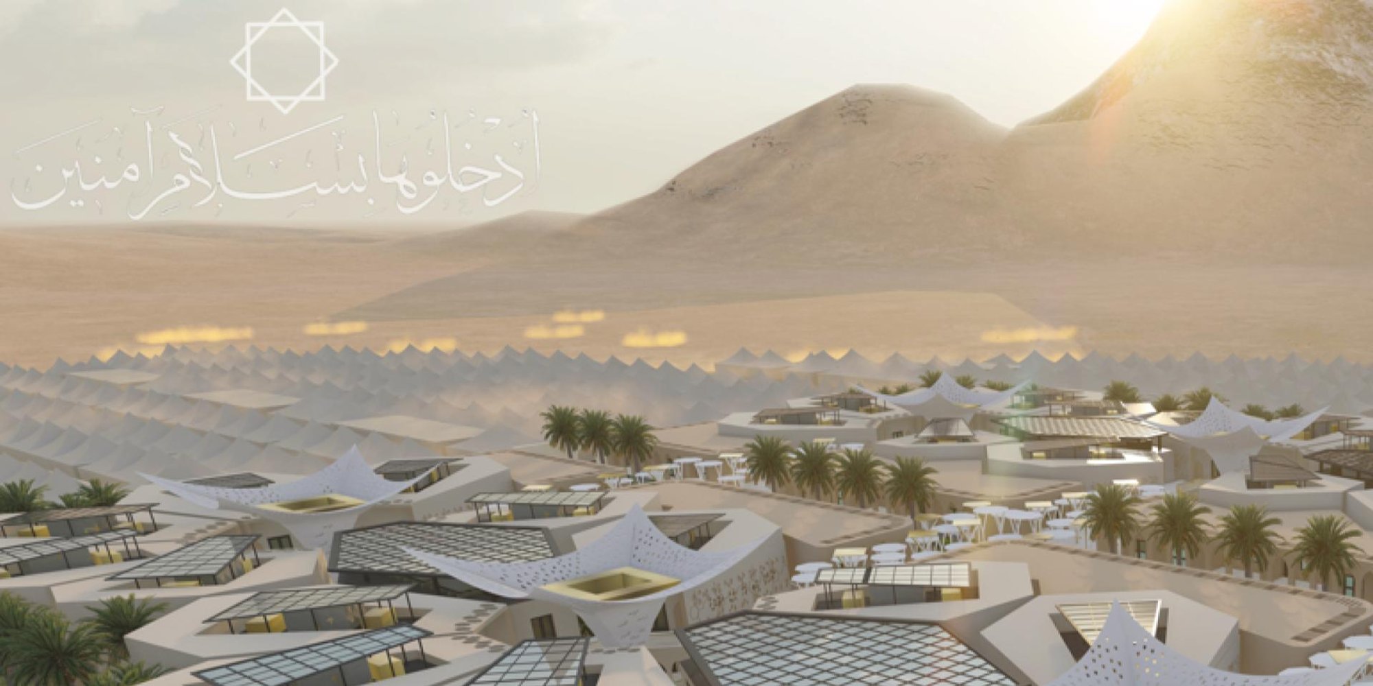 Recreating tent housing for hajj pilgrims in the city of Mina.