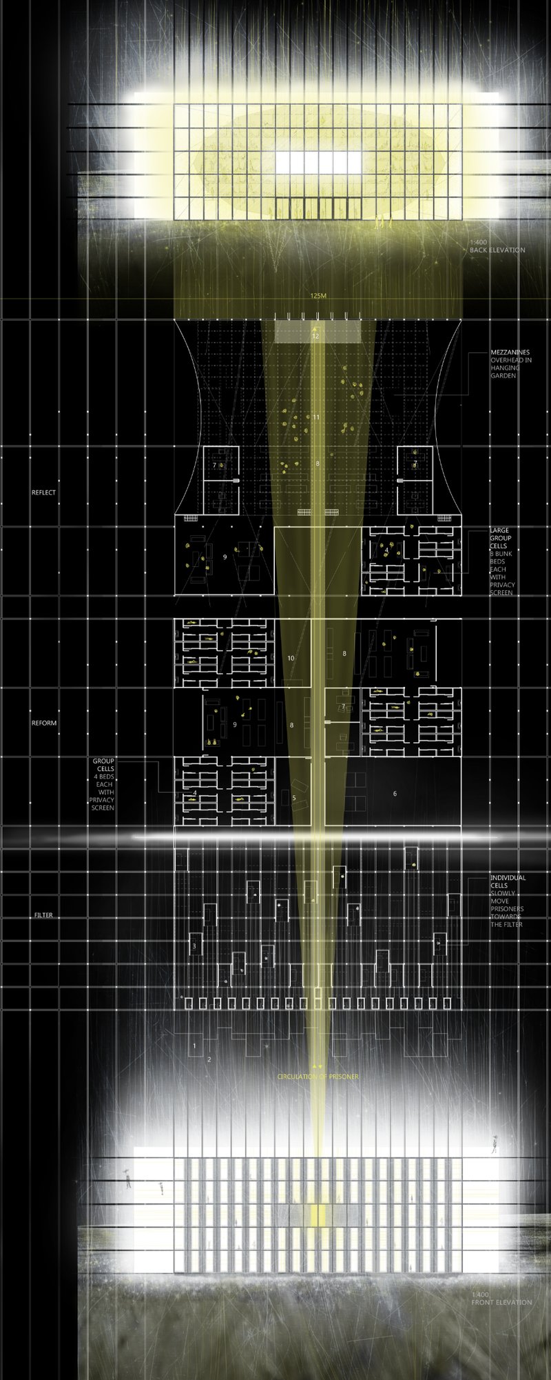 Illuminated Transformation – Architectural prison design integrating light as a tool for rehabilitation and identity restoration.