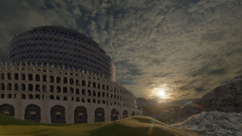 Dark and Stormy Babel Prison – A dramatic rendering capturing the imposing structure of the prison.