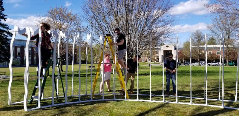 Bringing parametric design to life—collaborative assembly of the Drift installation.