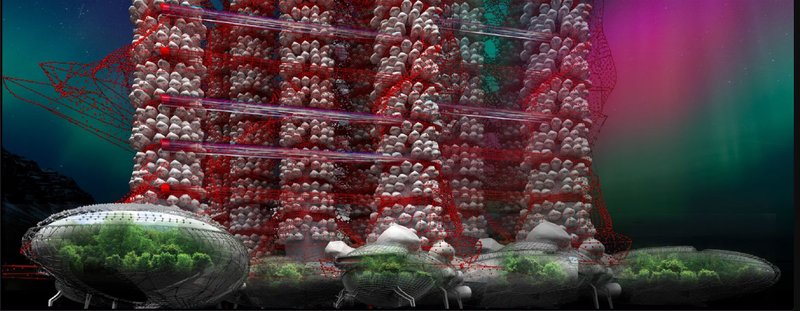 Vertical Arctic Habitat – A high-tech, eco-friendly urban tower designed for extreme environments.