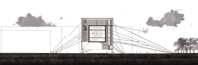 Sectional Perspective – A glimpse into the Hypercube’s multi-level integration of data and social spaces.