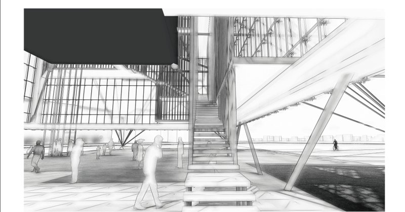 Urban Integration – The Hypercube’s open plaza and elevated pathways foster connectivity.