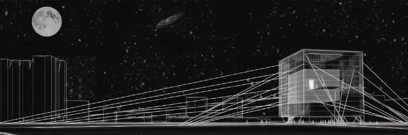 Night Vision – A futuristic beacon illuminating the urban landscape with smart architecture.