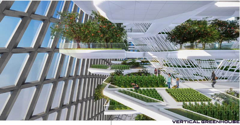 Vertical Greenhouse – A self-sustaining indoor farm providing fresh produce in extreme climates.