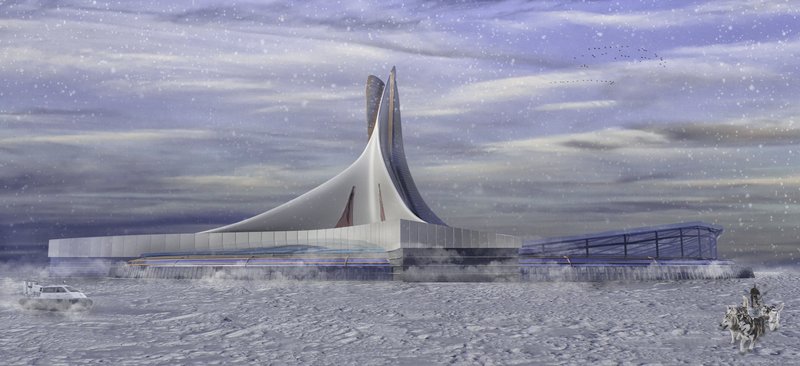 Arctic Habitat – A visionary, self-sustaining architectural marvel in the frozen wilderness.