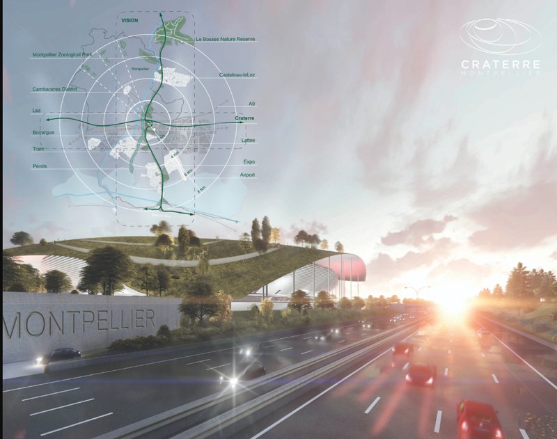 Urban Vision – The Craterre Montpellier stadium integrates seamlessly with the city’s green corridor