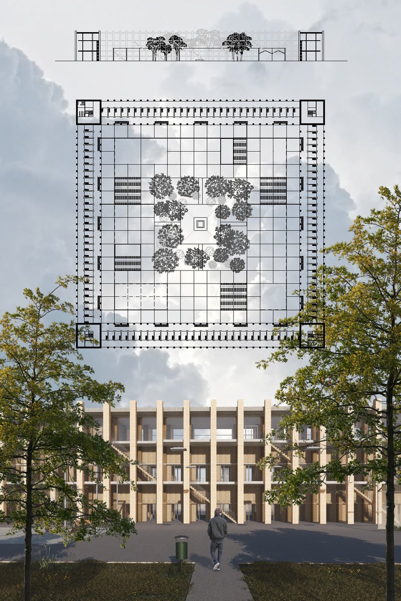 Innovative Courtyard Design – A biophilic prison layout integrating nature for rehabilitation.