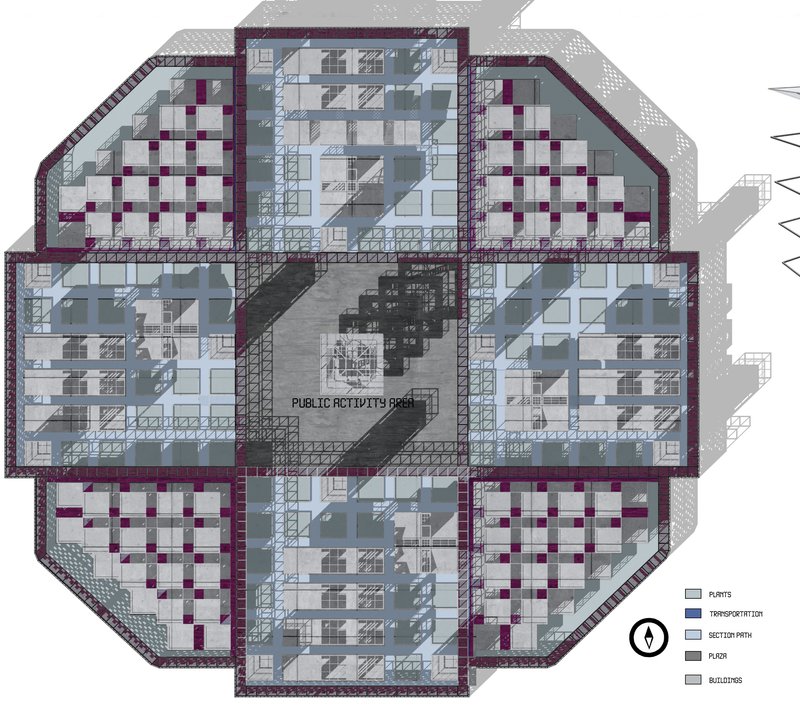 Public Activity Area – The heart of the prison layout, enabling social and educational activities