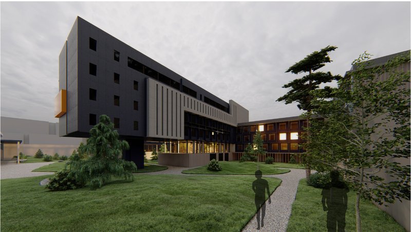 Modern Rehabilitation Hub – A contemporary prison design integrating nature and sustainable architecture for inmate reintegration.