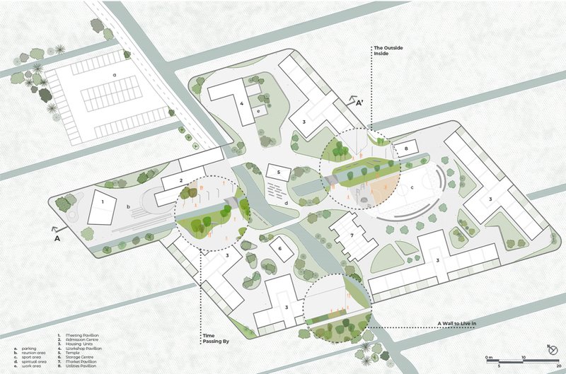 Masterplan Layout – A visionary prison design integrating nature and modular structures for rehabilitation.