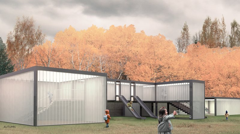 Autumn Playground – A creative architectural space fostering children's curiosity and play.