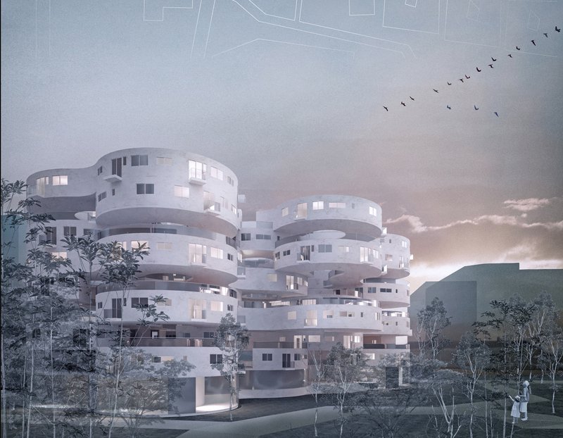 Ribbon House Exterior: A fluid architectural form inspired by ribbons, redefining urban living in Guangzhou.