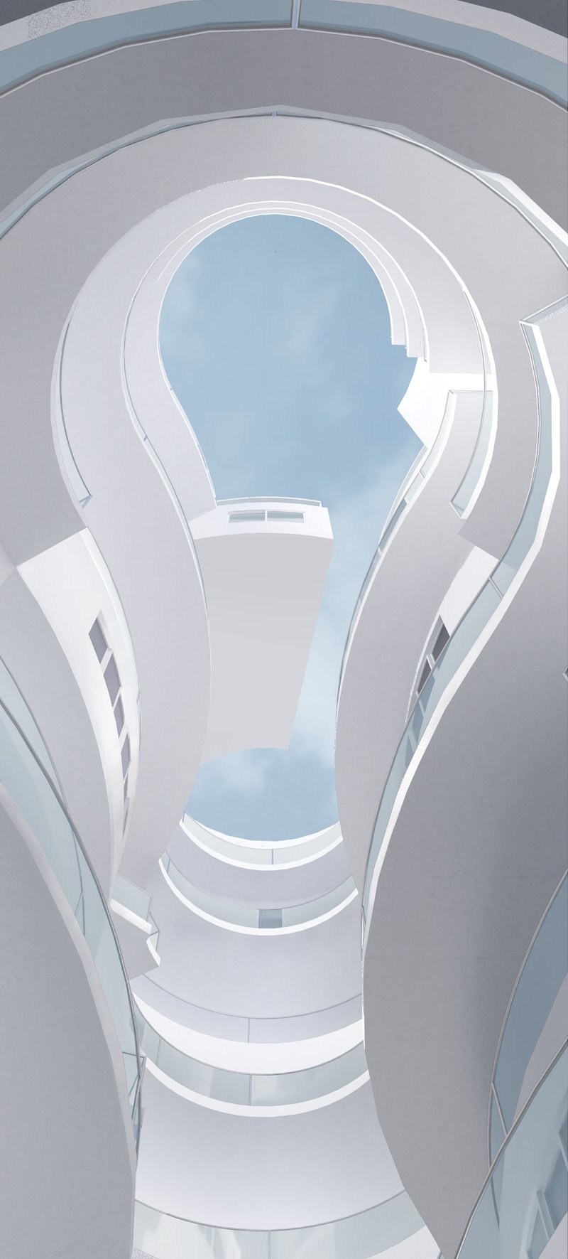 Skyward View: A breathtaking vertical perspective showcasing dynamic spatial design.
