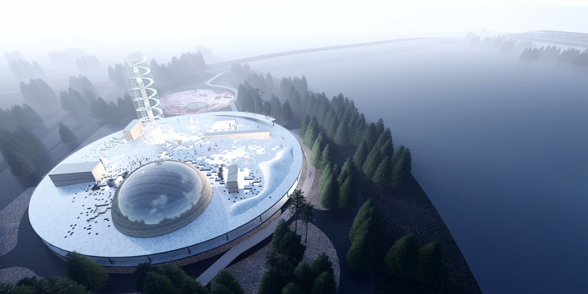 Futuristic Architectural Design: A Lunar-Inspired Masterpiece"