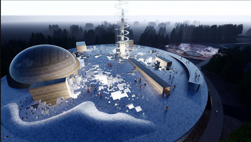 A celestial-inspired architectural marvel, blending futuristic design with cosmic aesthetics.