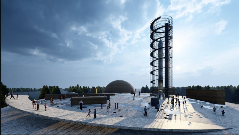 The 40-meter tower stands as a beacon of space exploration and innovation.