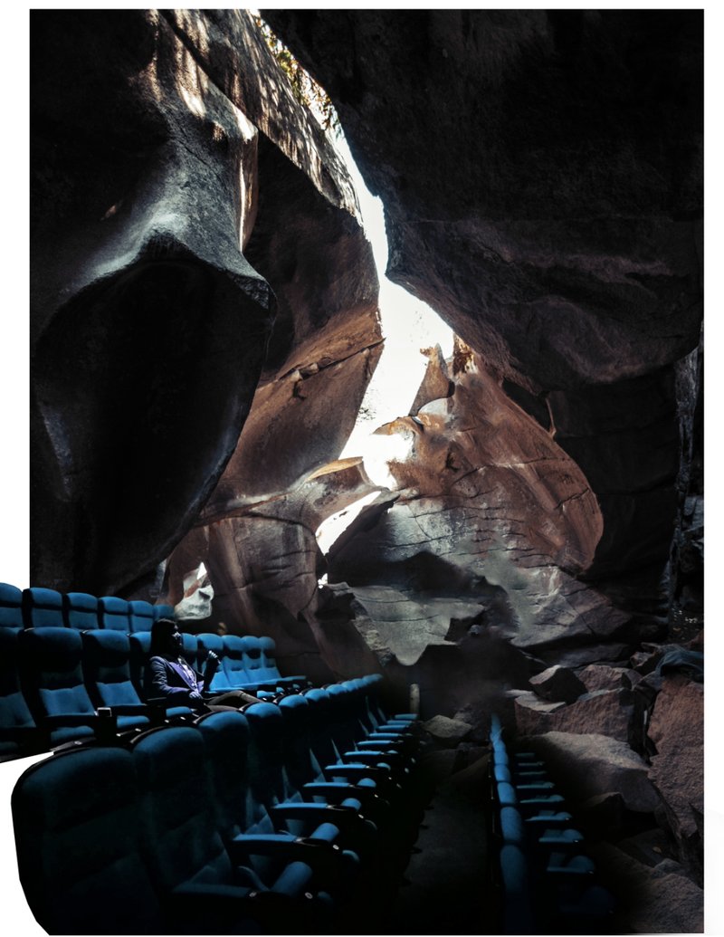 Cave Cinema – A surreal entertainment experience within a rock-formed auditorium, merging architecture and nature.