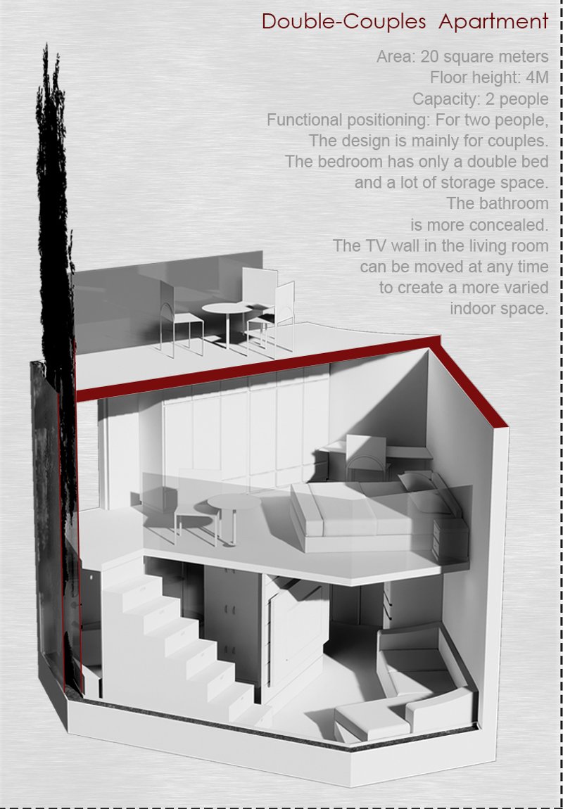 Double-Couples Apartment – Smart space optimization for urban couples with adaptable interiors.