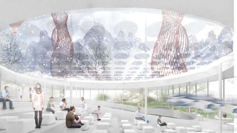 Amphitheater with a View – A panoramic dome overlooking the Arctic landscape.
