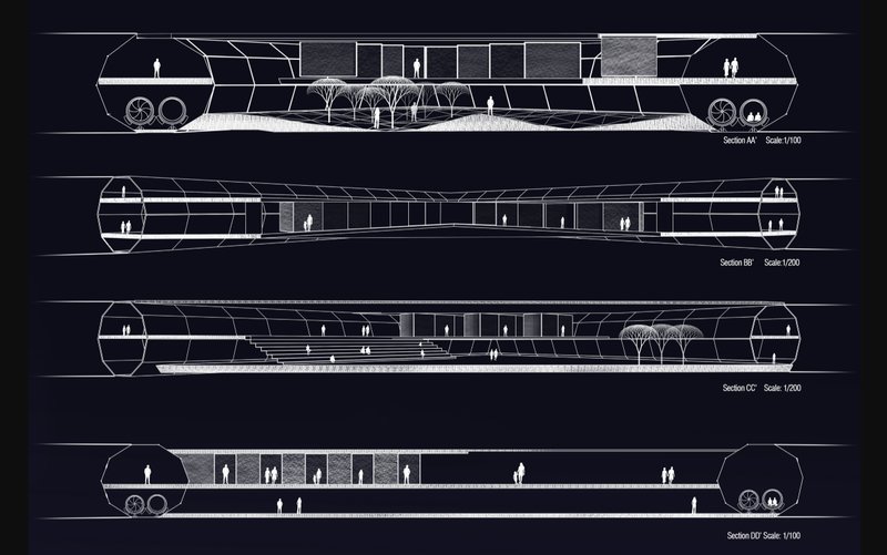 Architectural Sections – Detailed sectional drawings of the LoopLine infrastructure.
