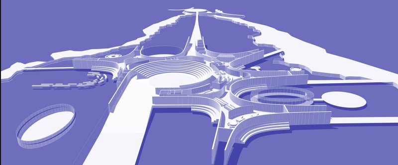 Futuristic Architectural Vision – A 3D model showcasing the innovative, sustainable design of Neue Bauhaus Villegiatura.