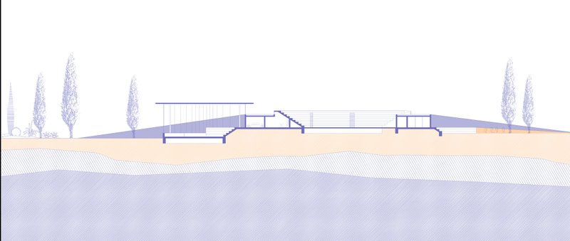 Sectional Perspective of the School – A side view illustrating the integration of the school with the natural landscape.