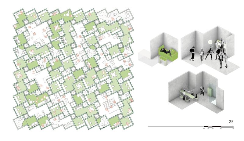 Second Floor Plan – Adaptive living spaces designed for relaxation and communal activities