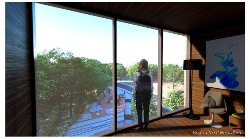 Panoramic View – A serene lookout from within the modular unit.
