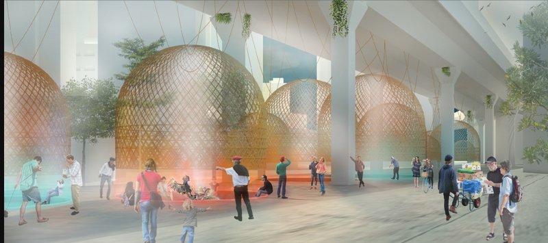 Reimagining Urban Spaces – A Sustainable, Tech-Driven Hub Beneath the Highway.