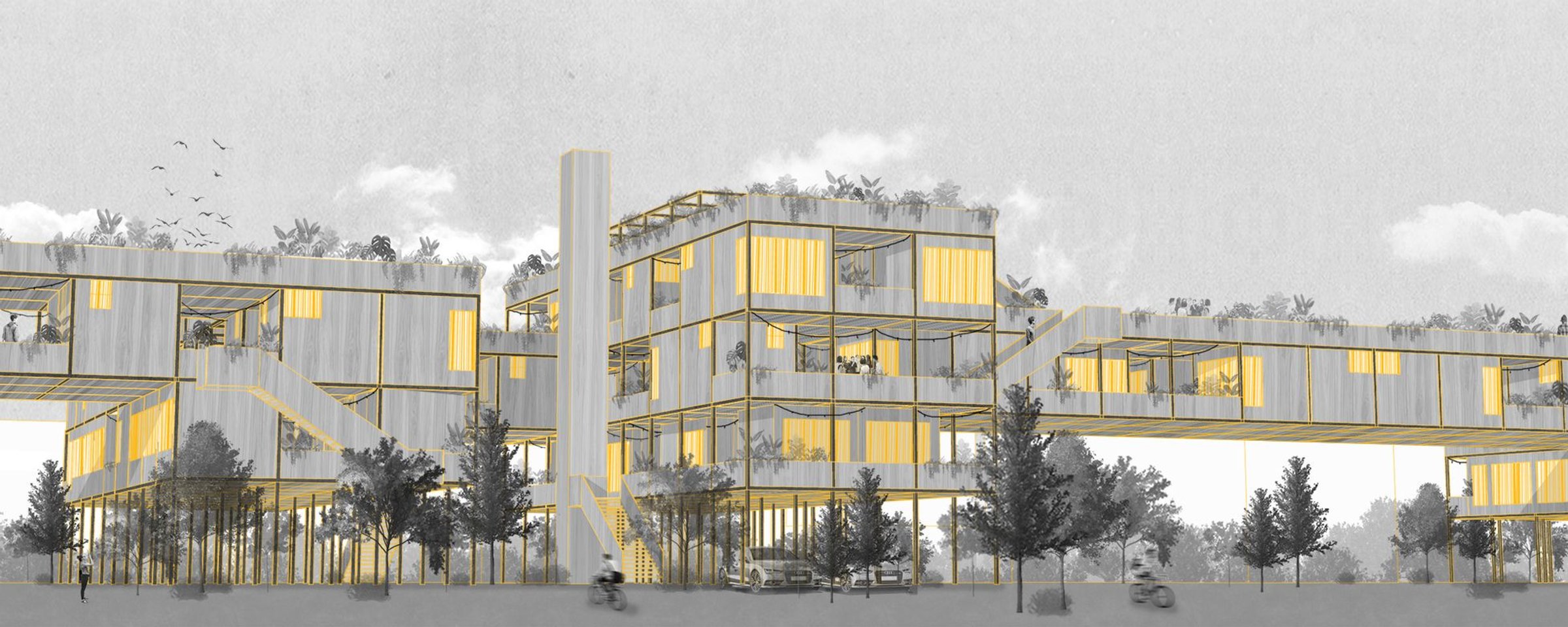 Sustainable Modular Architecture: Cells Over the Parking Lot