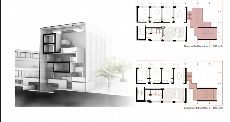 Glashaus Structural Concept – A sectional view illustrating modular and adaptive architectural principles.