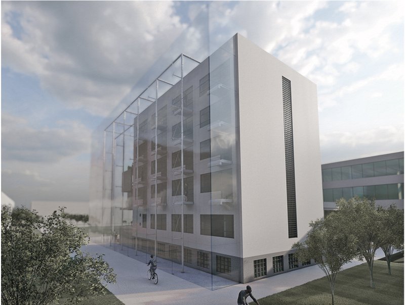 Glashaus Exterior Visualization – A transparent facade blends history with innovation in architectural education.