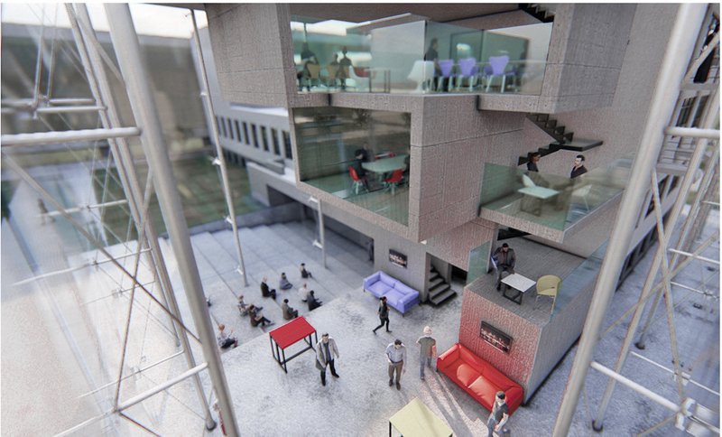 Dynamic Social Spaces – Multi-level interactive spaces encourage creativity and knowledge exchange.