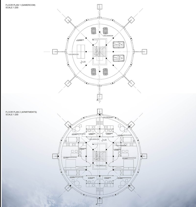 Floor Plans &amp; Living Spaces – Architectural layouts of residential and recreational spaces in the modular station.